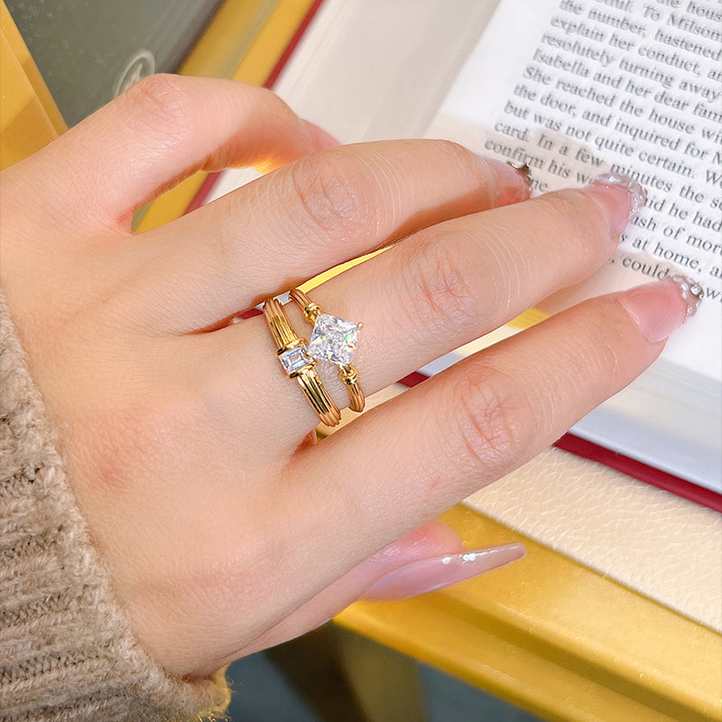 Vintage Princess Cut Sterling Silver Ring