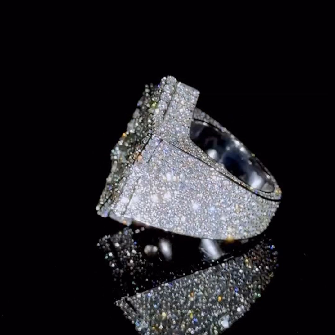 26ct Zircon Inlaid Hexagram Design Sterling Silver Handmade Men's Ring