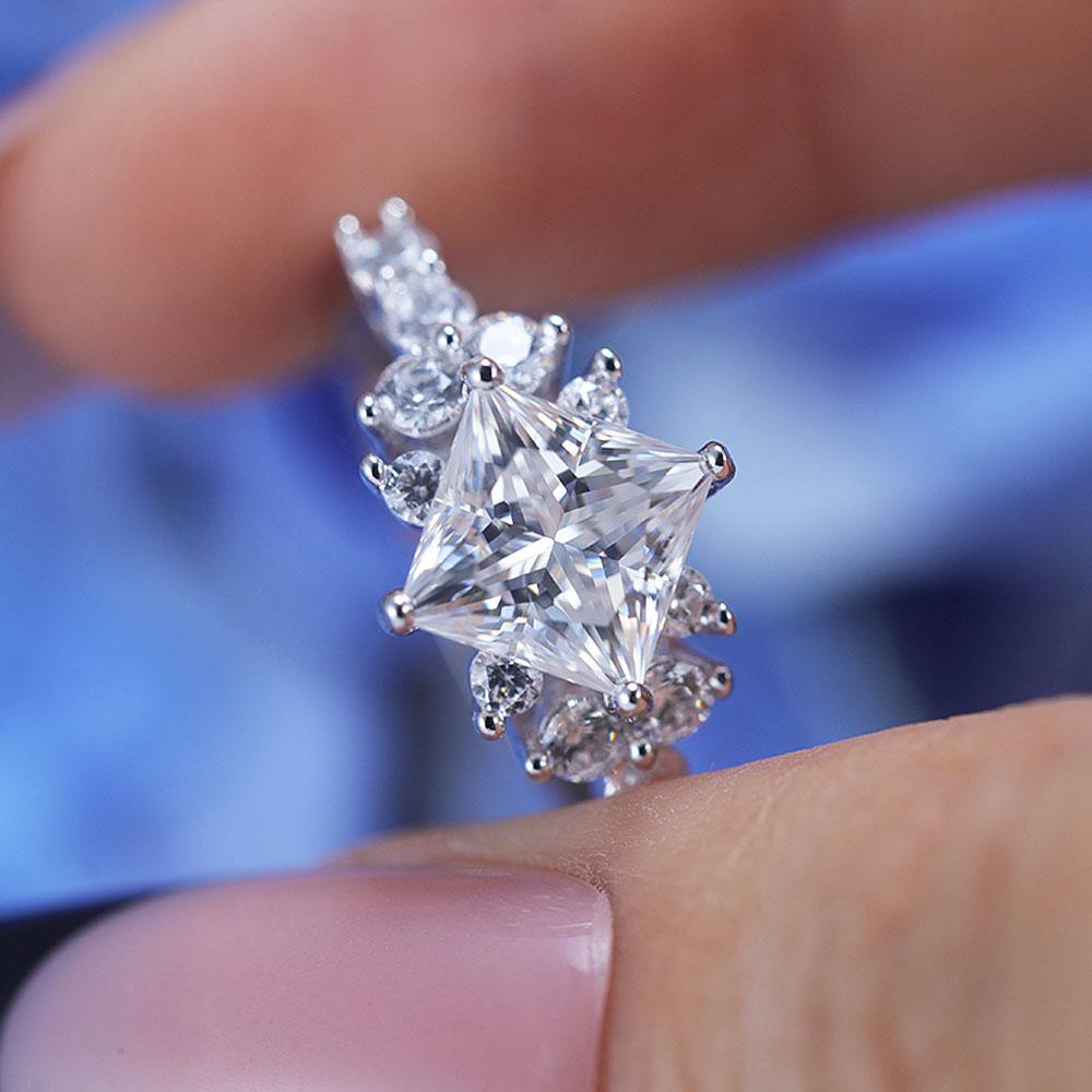 ShineofDiamond Retro Design Princess Cut Moissanite Ring