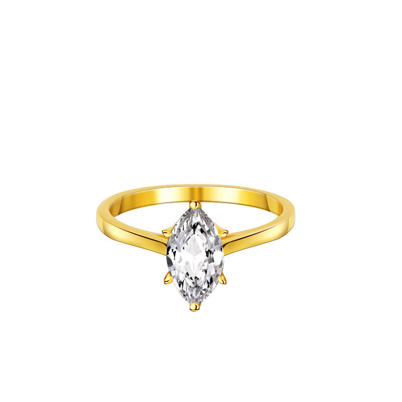 Marquise Cut Moissanite Sterling Silver Ring