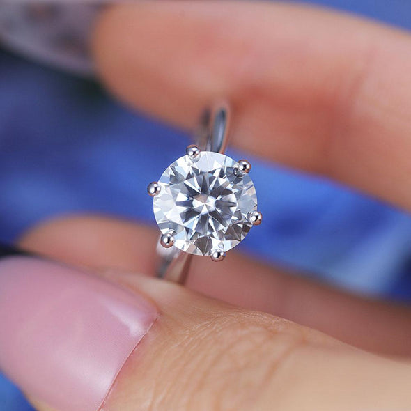 ShineofDiamond Classic 6 Prong Round Cut Moissanite Ring