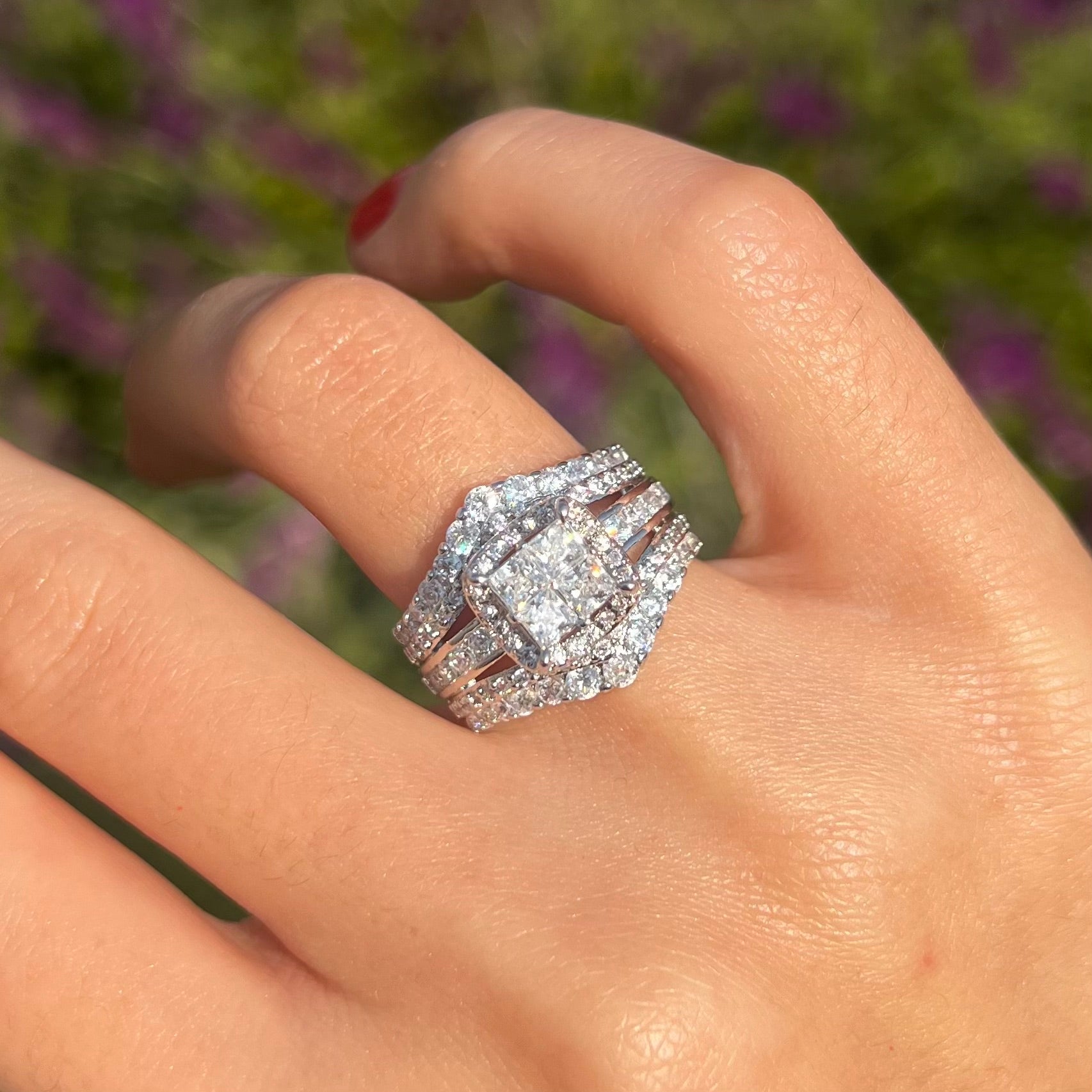 Exquisite Princess Cut Sterling Silver Party Engagement Ring For Women