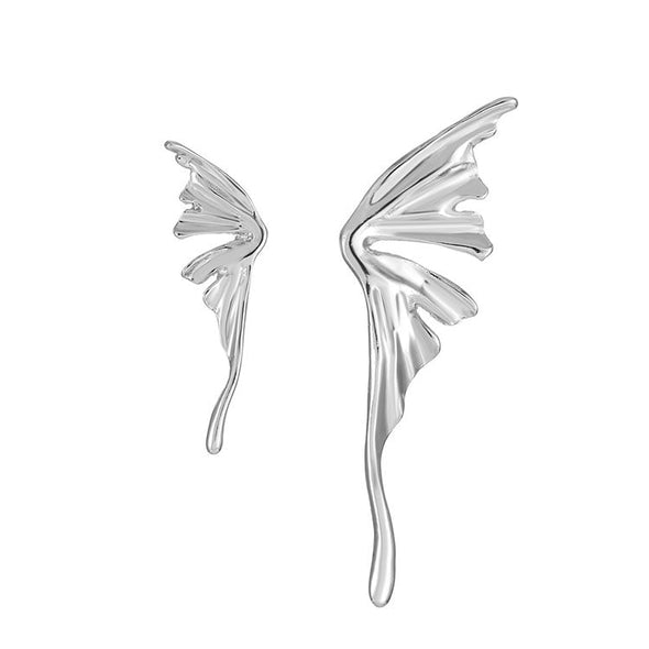 Unique Asymmetrical Butterfly Design Stud Earrings