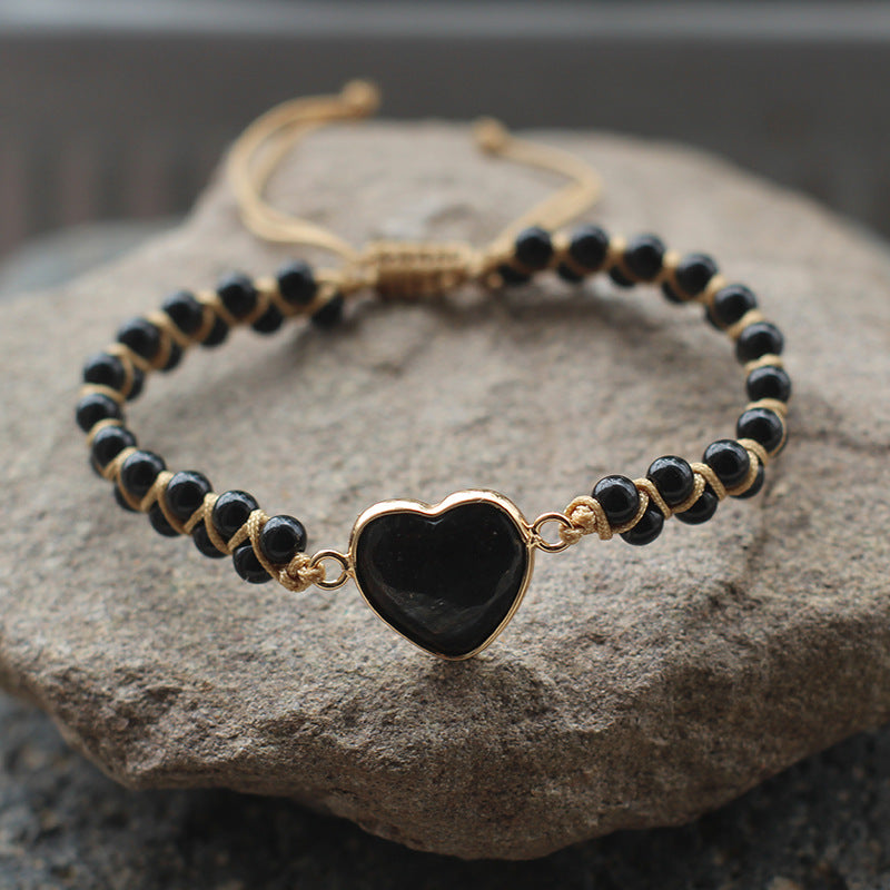 Bohemian Multi-Stone Woven Bracelet – Adjustable Natural Gemstone