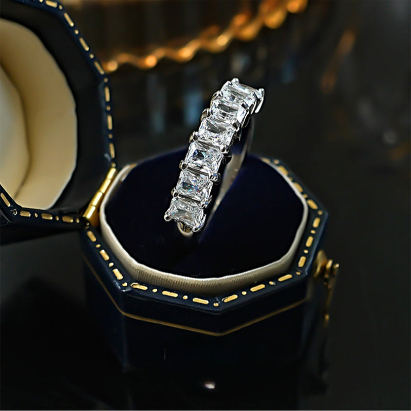 Sparkling Ice Cut Half Eternity Sterling Silver Band