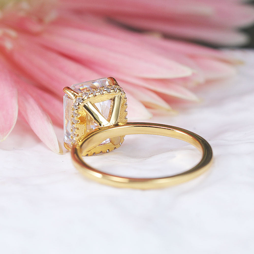 Stunning 2Pcs Radiant Cut Sterling Silver Ring Set With Half Eternity Band