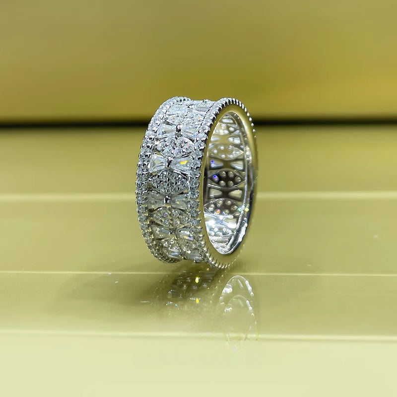 Stylish Sterling Silver Eternity Band with Micro inlays