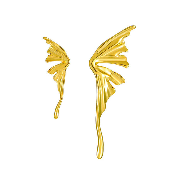 Unique Asymmetrical Butterfly Design Stud Earrings