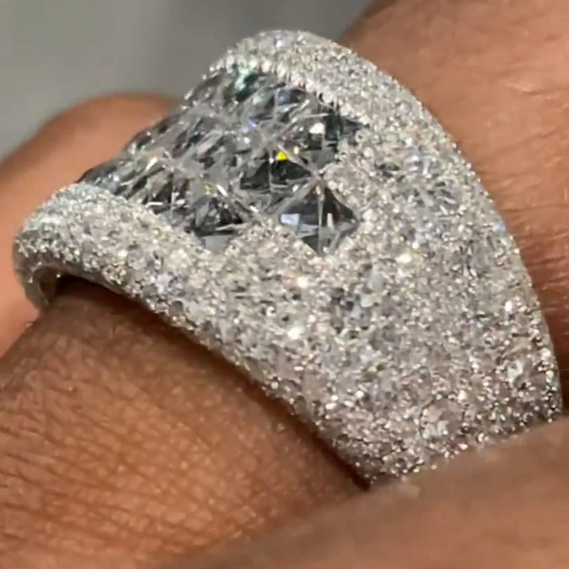 5ctw Princess Cut White Sapphire Handmade Men's Ring