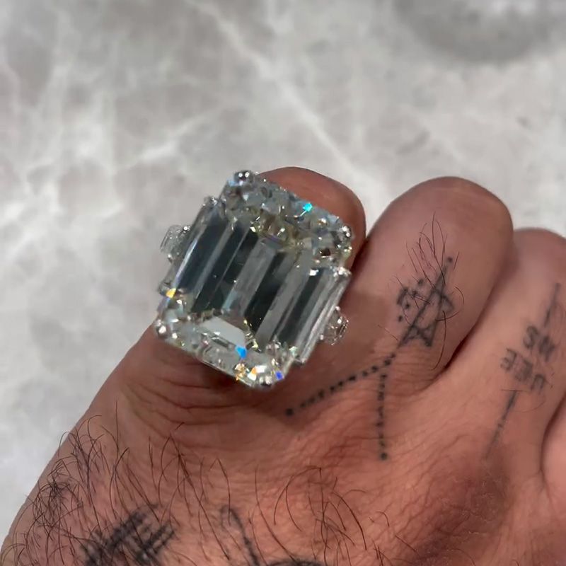 15ct Emerald Cut White Sapphire Luxury Handmade Sterling Silver Men’s Ring