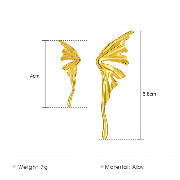 Unique Asymmetrical Butterfly Design Stud Earrings