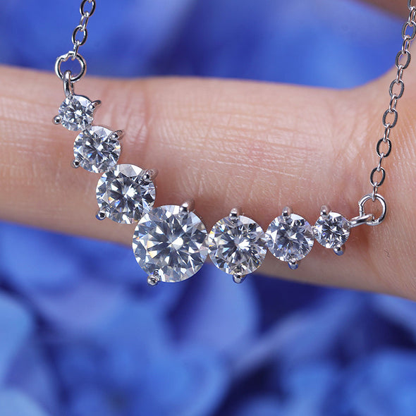 D Color Moissanite 2.8 CT Round Cut Sterling Silver Pendant Necklace