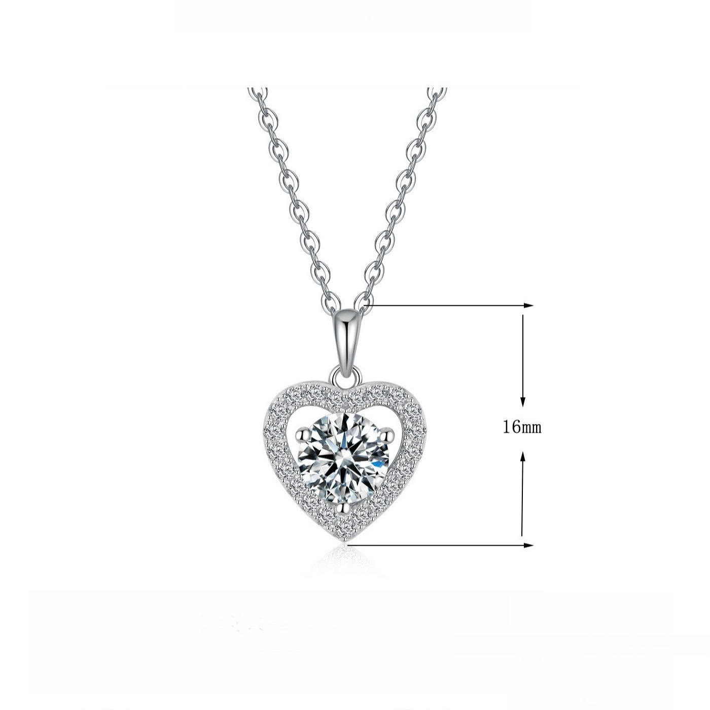 Heart Shape Pendant Moissanite Necklace in Sterling Silver