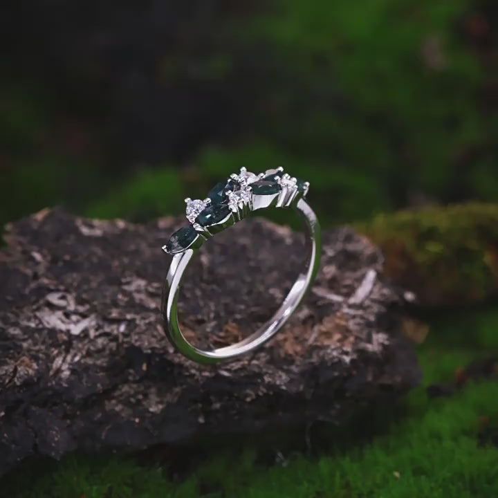 Natural Green Moss Agate Sterling Silver Ring