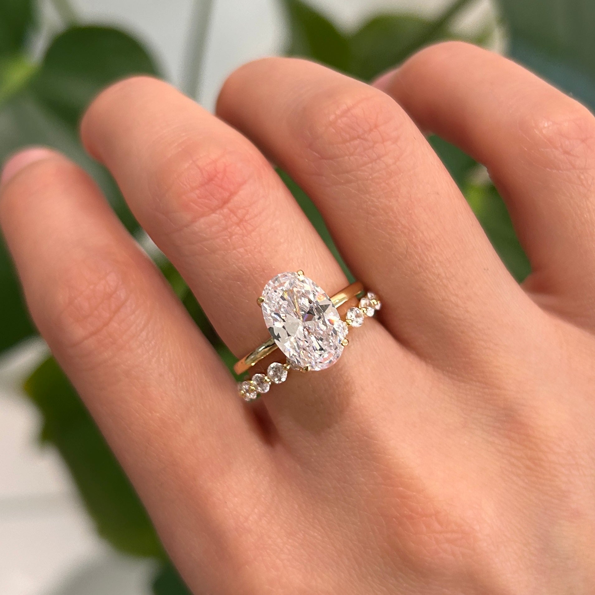 2 Pcs Oval Cut Sterling Silver Bridal Set