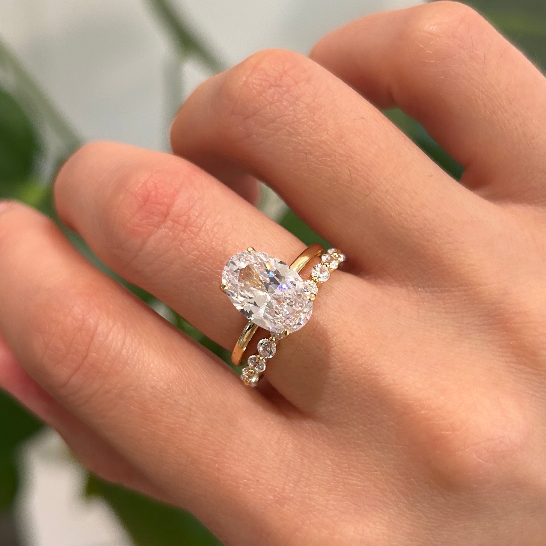 2 Pcs Oval Cut Sterling Silver Bridal Set