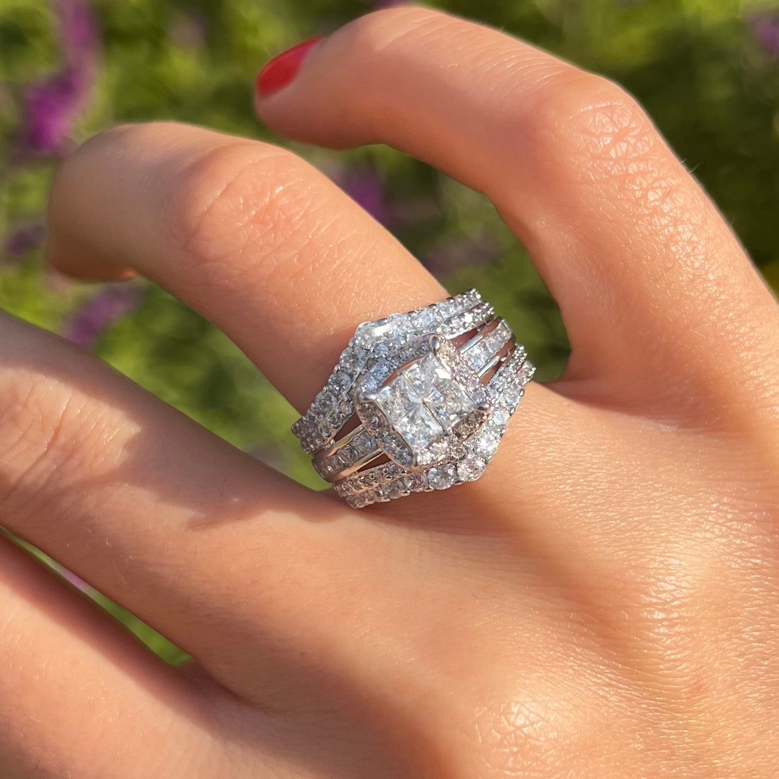 Exquisite Princess Cut Sterling Silver Party Engagement Ring For Women