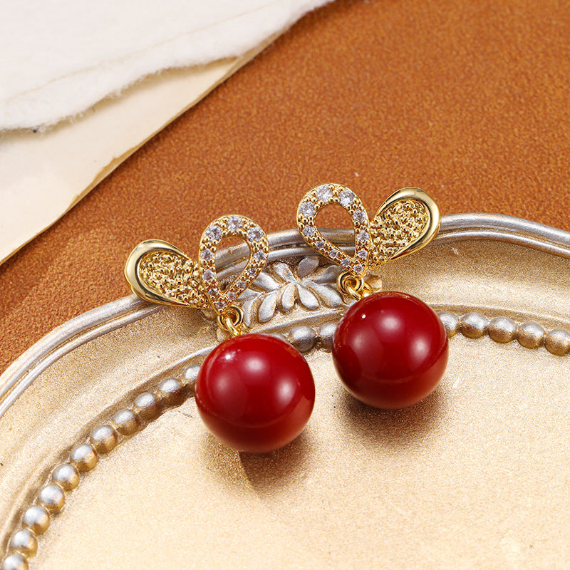 Elegant Heart Design Pearl Drop Earrings