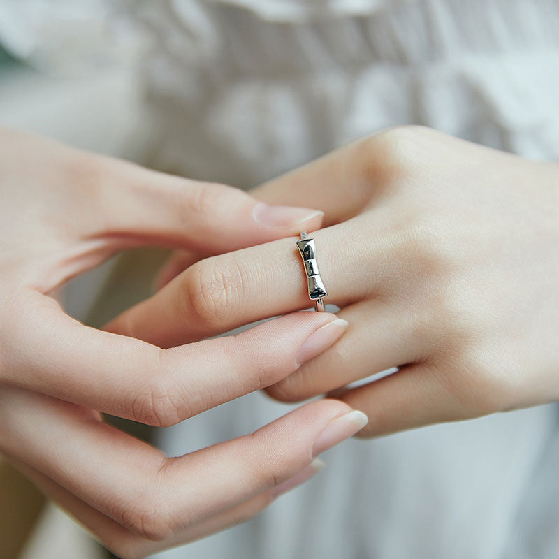 Bowknot Design Sterling Silver Adjustable Ring For Her