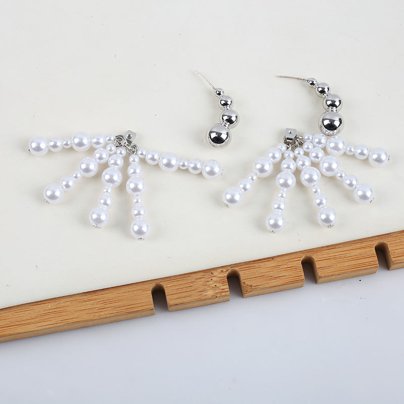 Elegant Pearl Fringe Drop Earrings