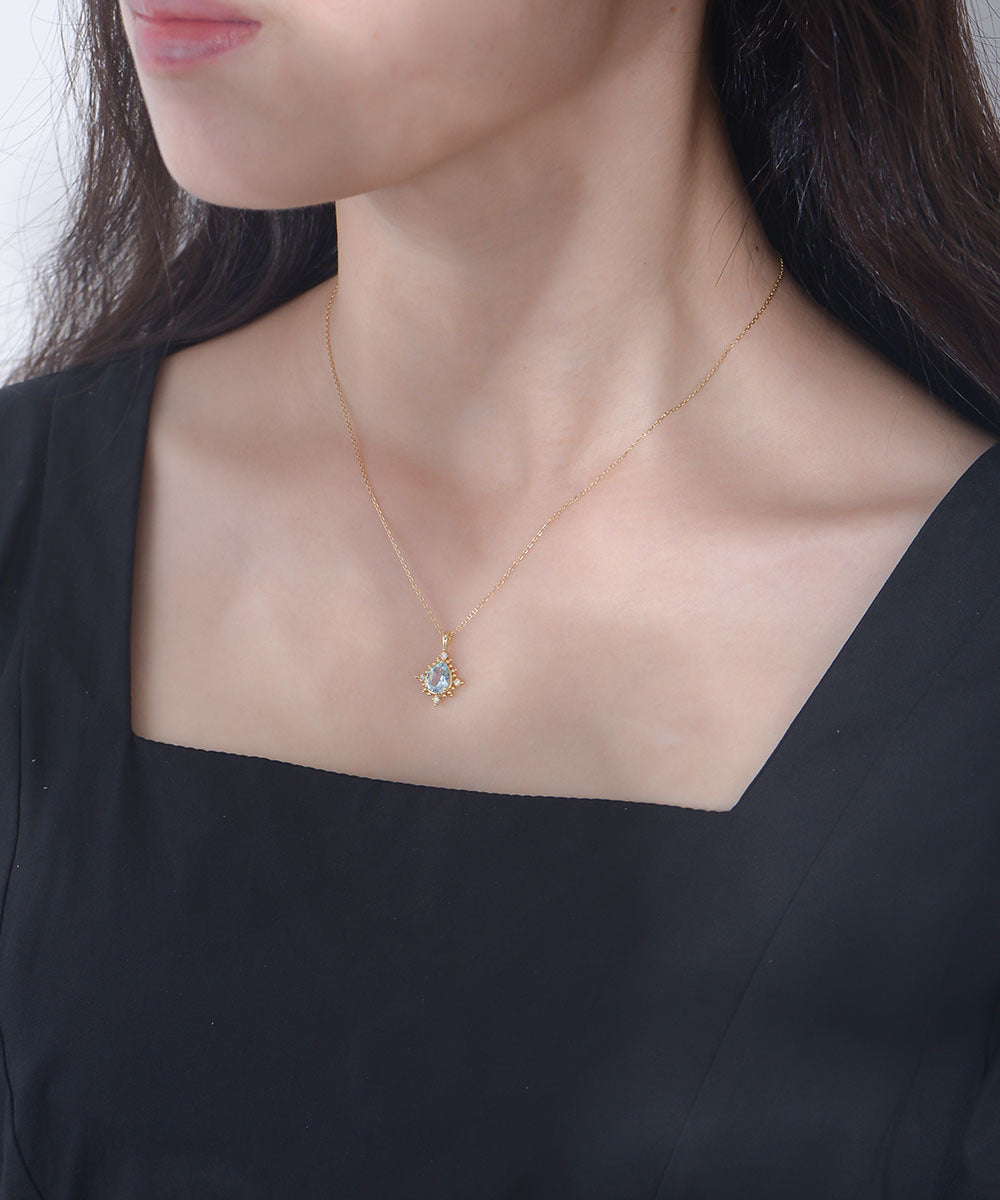 Luxury Pear Shape Topaz Pendant Neckalce