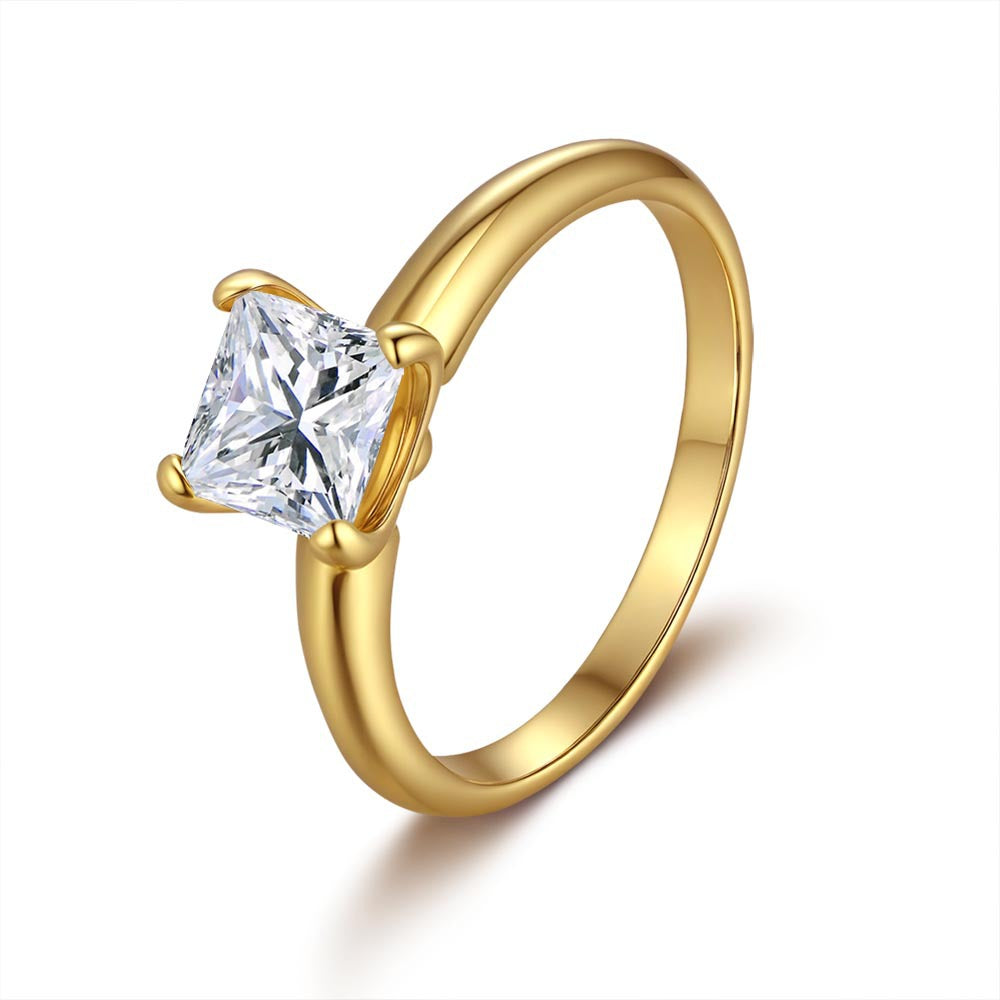 Simple 1.0ct Princess Cut Moissanite Ring in Sterling Silver