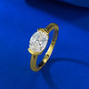 Exquisite Oval Cut Golden Tone Engagement Ring in Sterling Silver