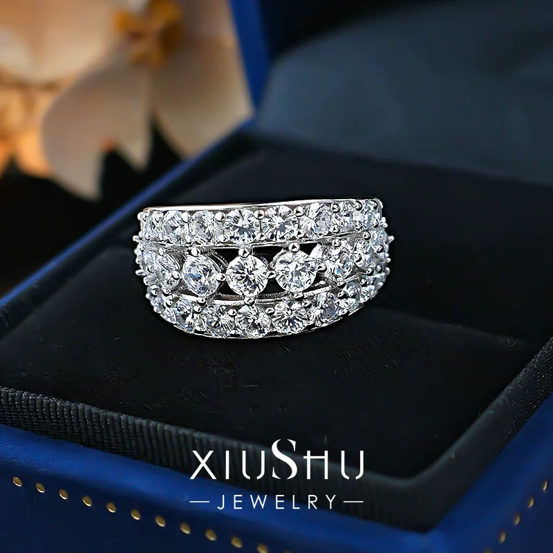 Stunning 3 Rows Sterling Silver Band