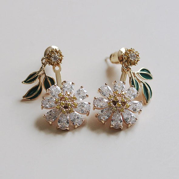 Elegant Sunflower Design Drop Earrings