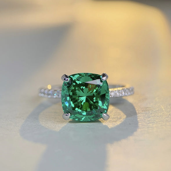 Unique 4.0ct Cushion Cut Paraiba Tourmaline Engagement Ring with Hidden Halo