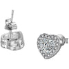 Paved Heart Design Stud Earrings