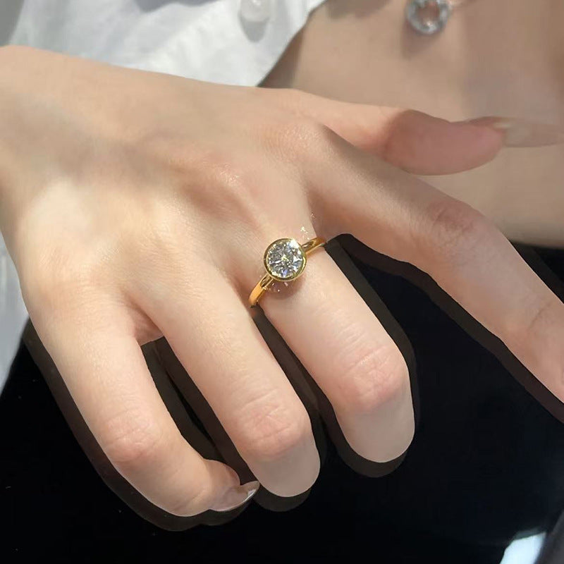 Simple Round Cut Golden Tone Ring