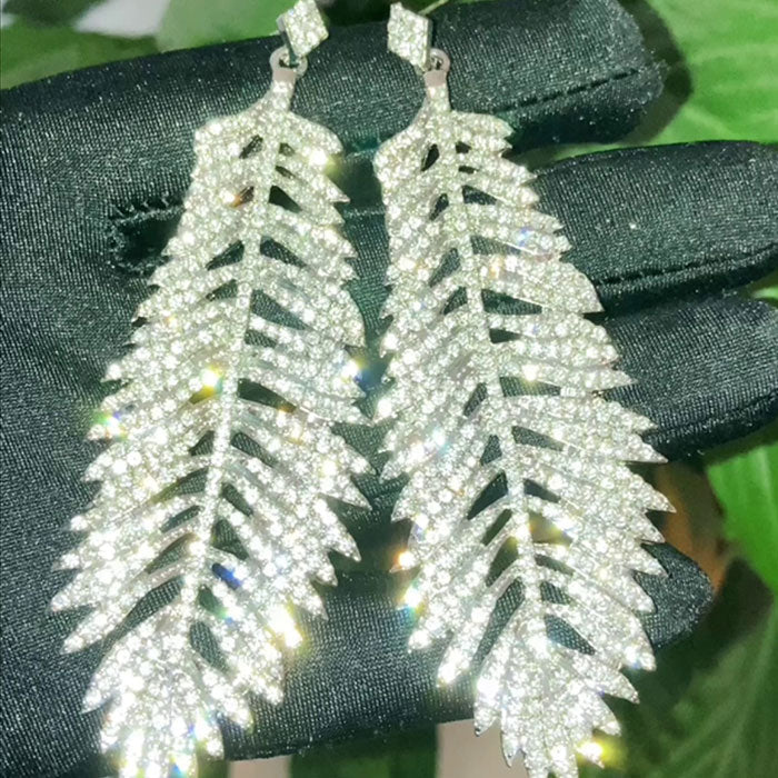 Stunning Paved Feather Earrings