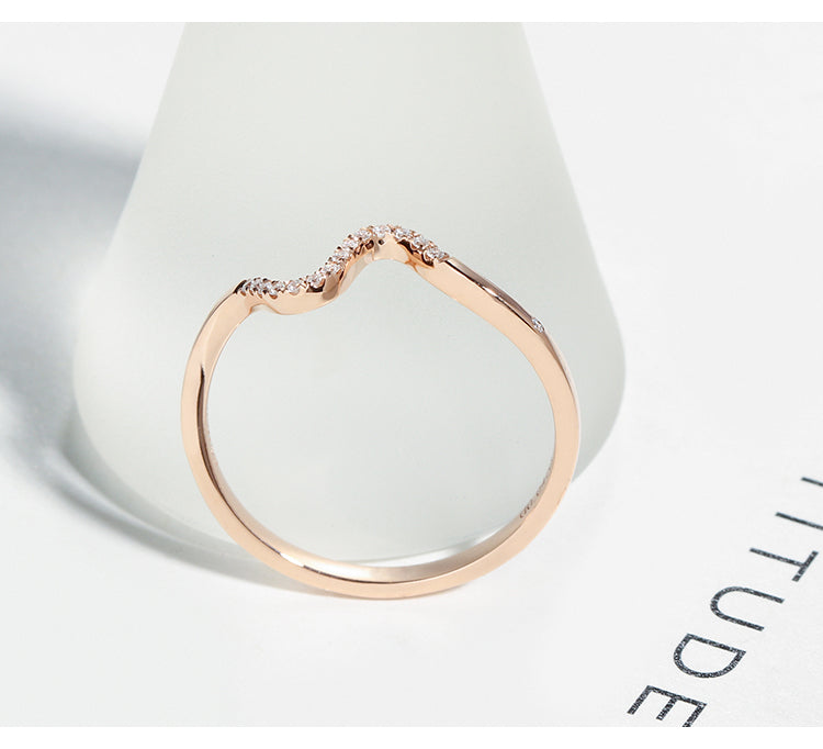 Simple Wave Design Rose Golden Tone Band