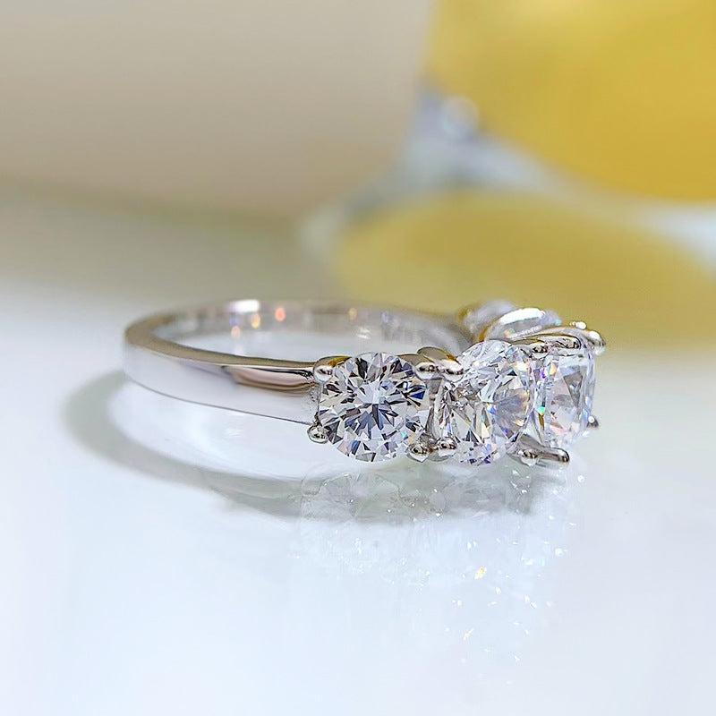 Luxury Five Stones Sterling Silver Band