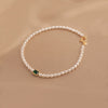 Vintage Pearl & Emerald Green Gemstone Choker