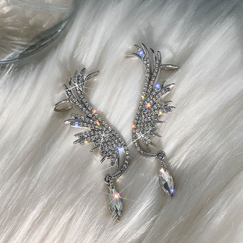 Paved Wing Design Stud Earrings