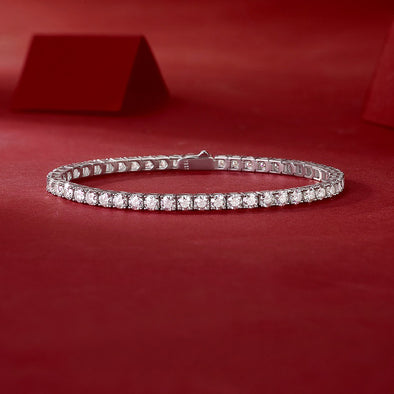 Classic Round Cut Moissanite Sterling Silver Tennis Bracelet