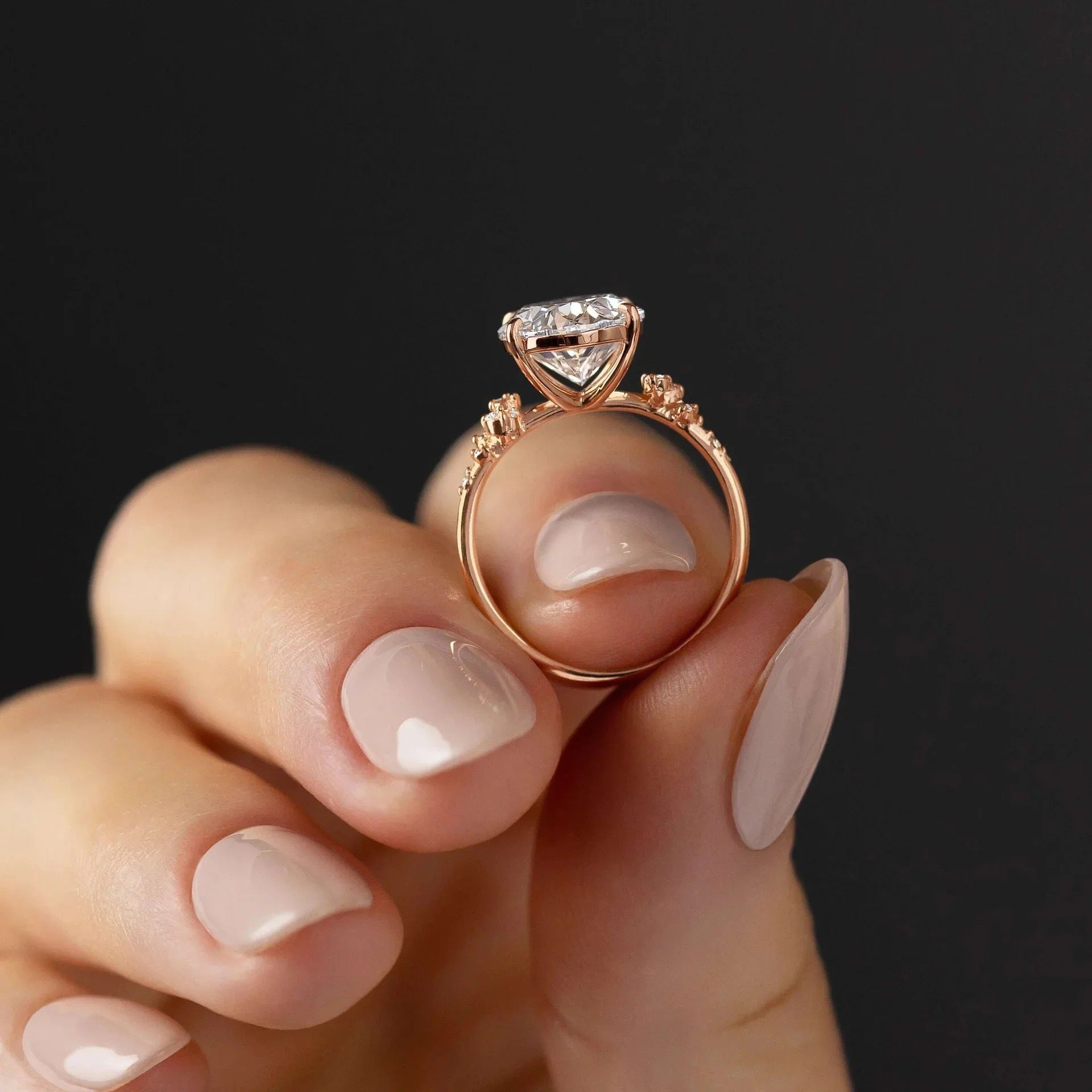 Unique Design Oval Cut Sterling Silver Engagement Ring