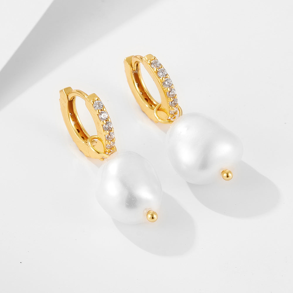 Irregular Baroque Natural Pearl Drop Earrings