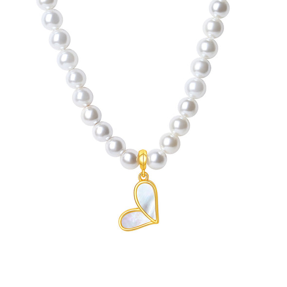 Elegant Heart Shell Pearl Pendant Necklace For Mom