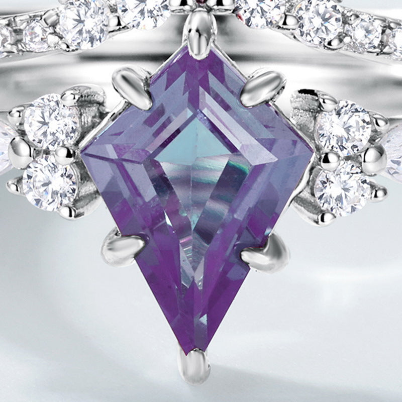 Gorgeous 2 Pcs Alexandrite Ring Set