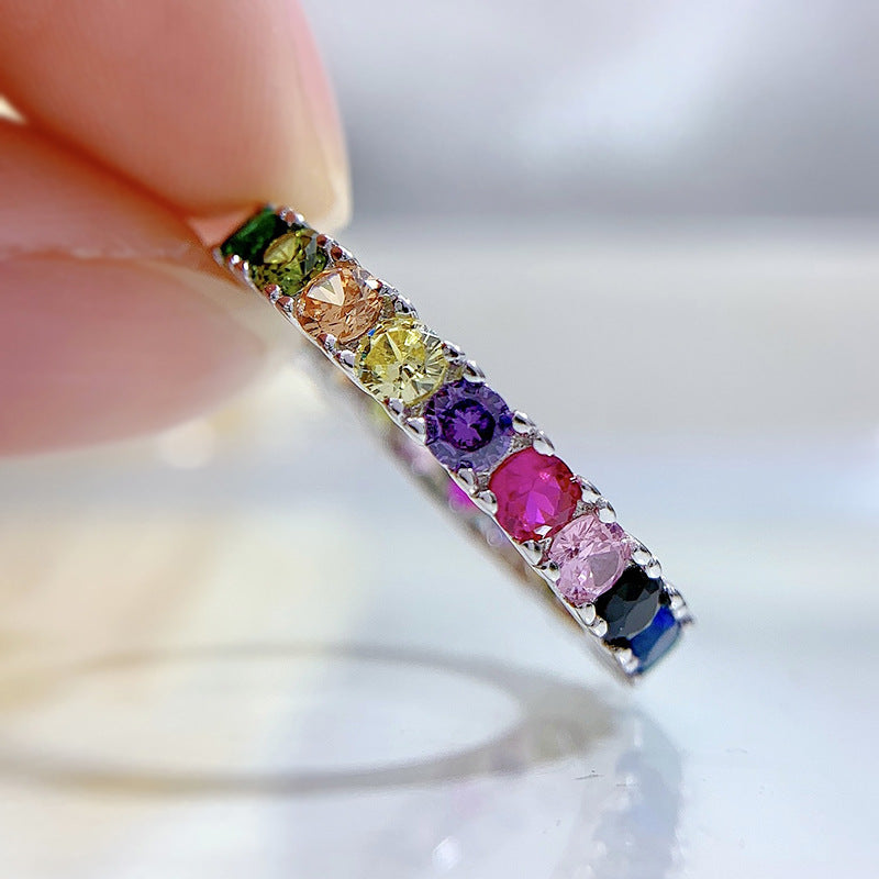 Rainbow Eternity Sterling Silver Band