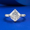 Elegant Asscher Cut Solitaire Engagement Ring in Sterling Silver