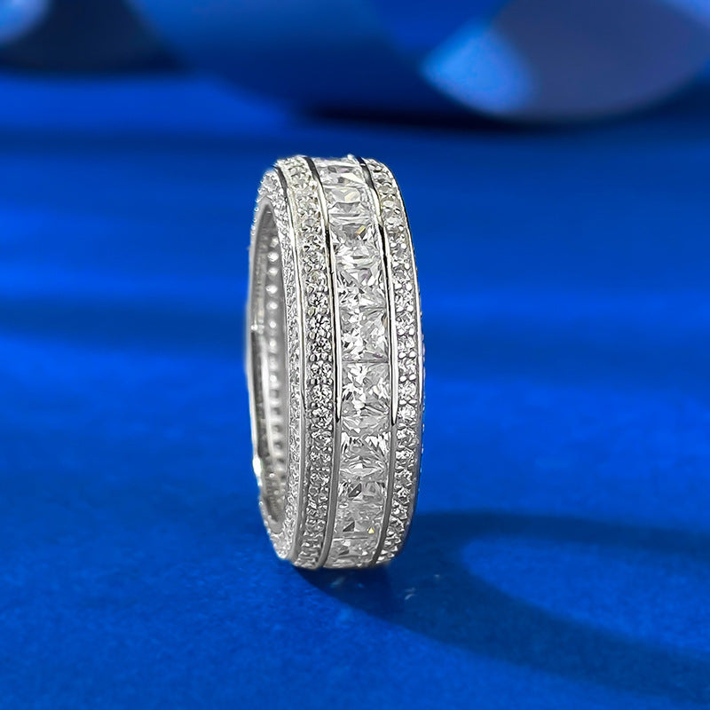 Exquisite 5 Rows Eternity Sterling Silver Band