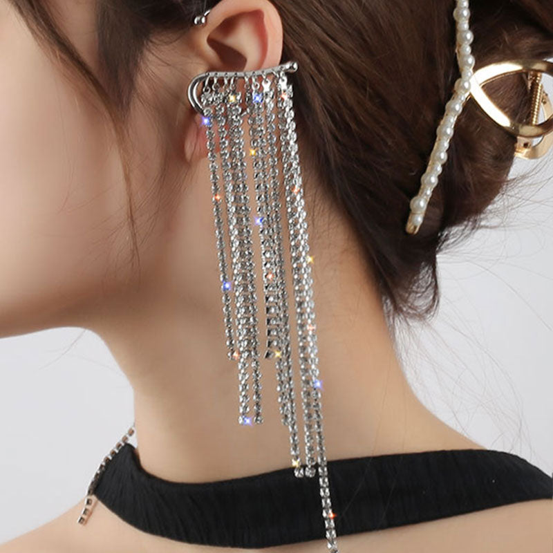 INS Sparkling Single Ear Clip With Long Fringe
