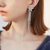 Asymmetric Pentagram Pearl Fringe Drop Earrings