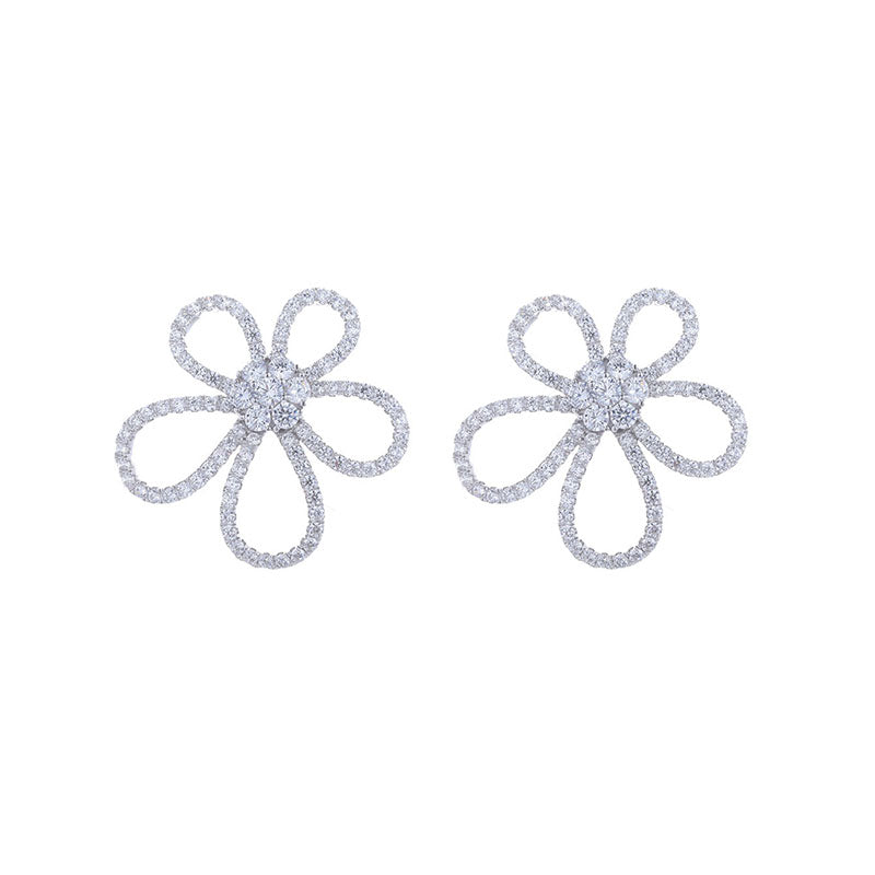 Flower Design Sterling Silver Stud Earrings