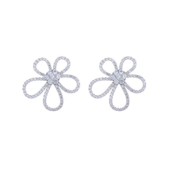Flower Design Sterling Silver Stud Earrings
