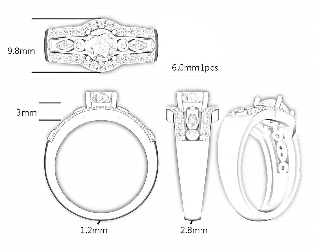 Vintage Hallow Design Round Cut Sterling Silver Ring